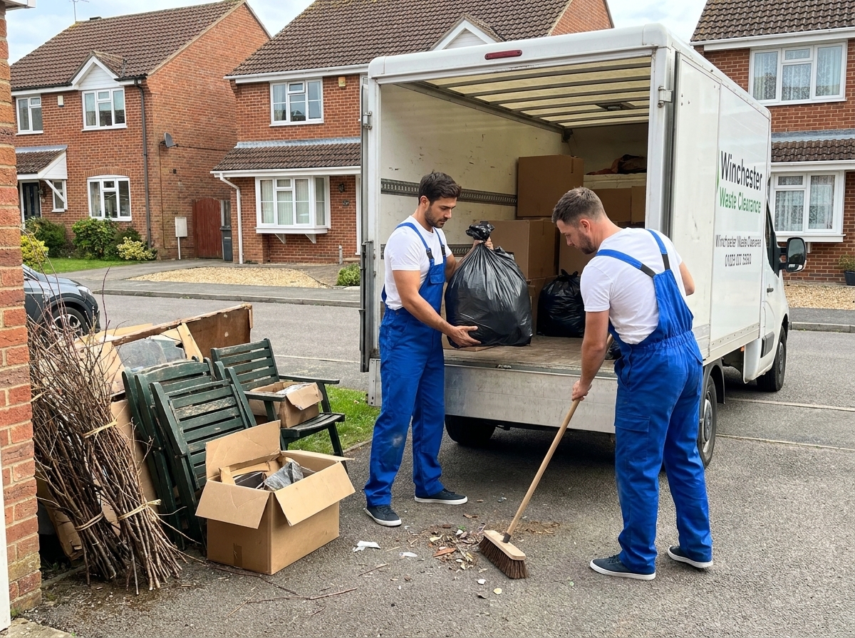Rubbish removal team clearing waste in Winchester